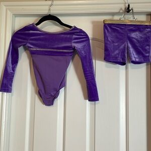 Like new Danskin Now purple velvet leotard and shorts